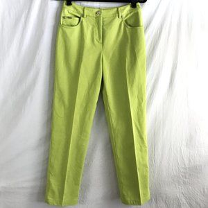 St John Sport Chino Trousers Women Size 4 Green Mid Rise Straight Leg Casual